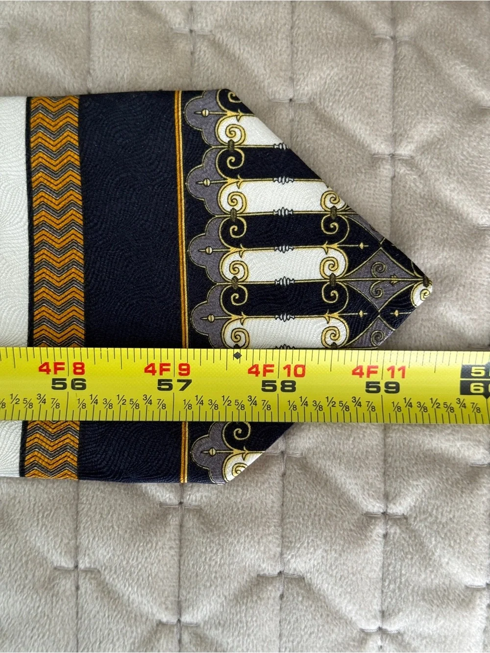 Vintage Striped Navy and Gold Patterned Men's Tie